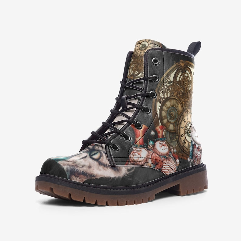 Alice in Wonderland Steampunk Combat Boots – Women’s Vintage Festival Footwear