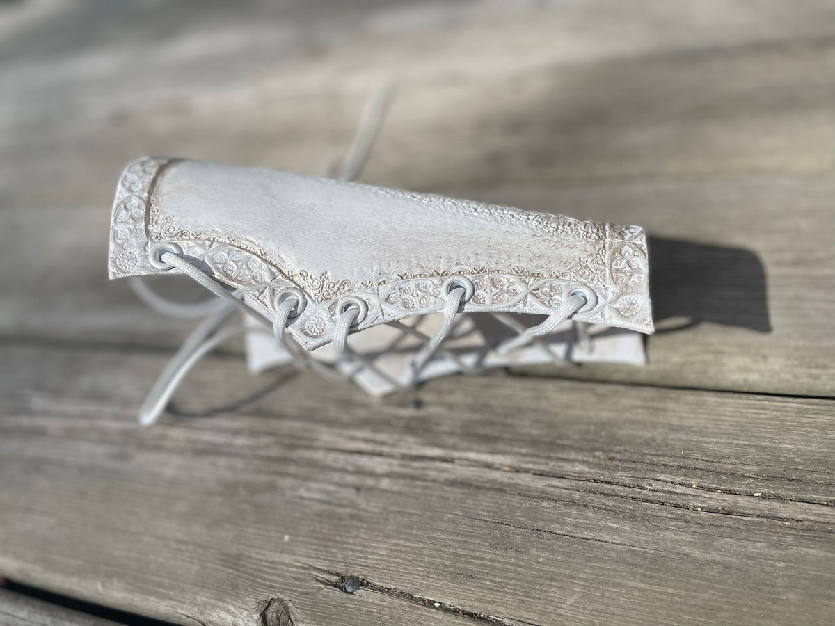 Celestial Light Armguard – Fantasy Leather Bracer for LARP, Cosplay & Costume Armor | Mythic Warrior Gear