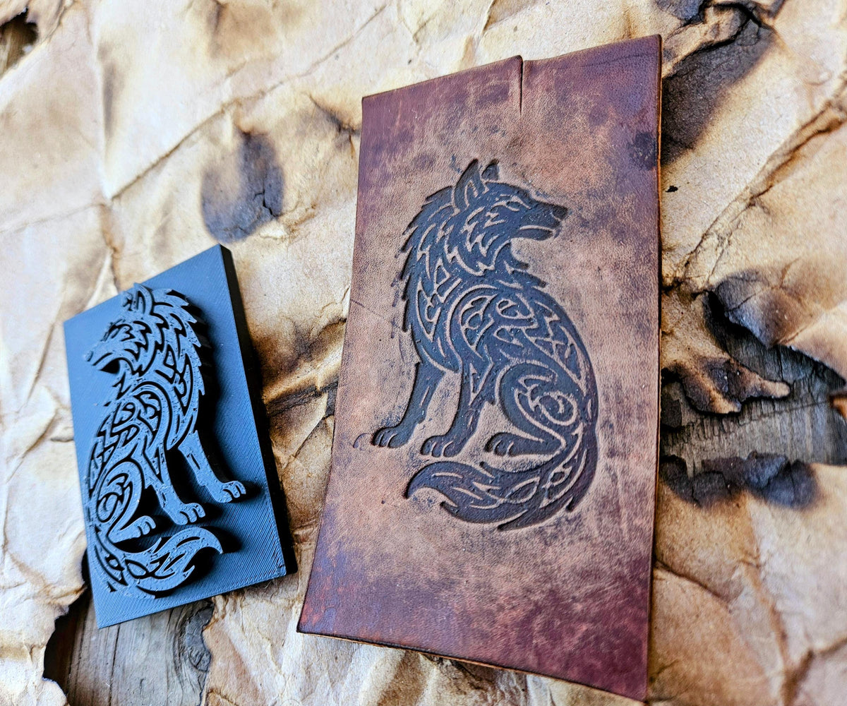 Celtic Wolf Leather Stamp – Viking Knotwork, Clay & Wax Tool