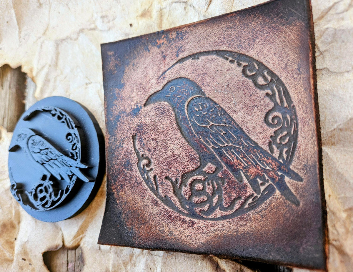 Raven Moon Leather Stamp | Gothic Clay & Soap Embosser