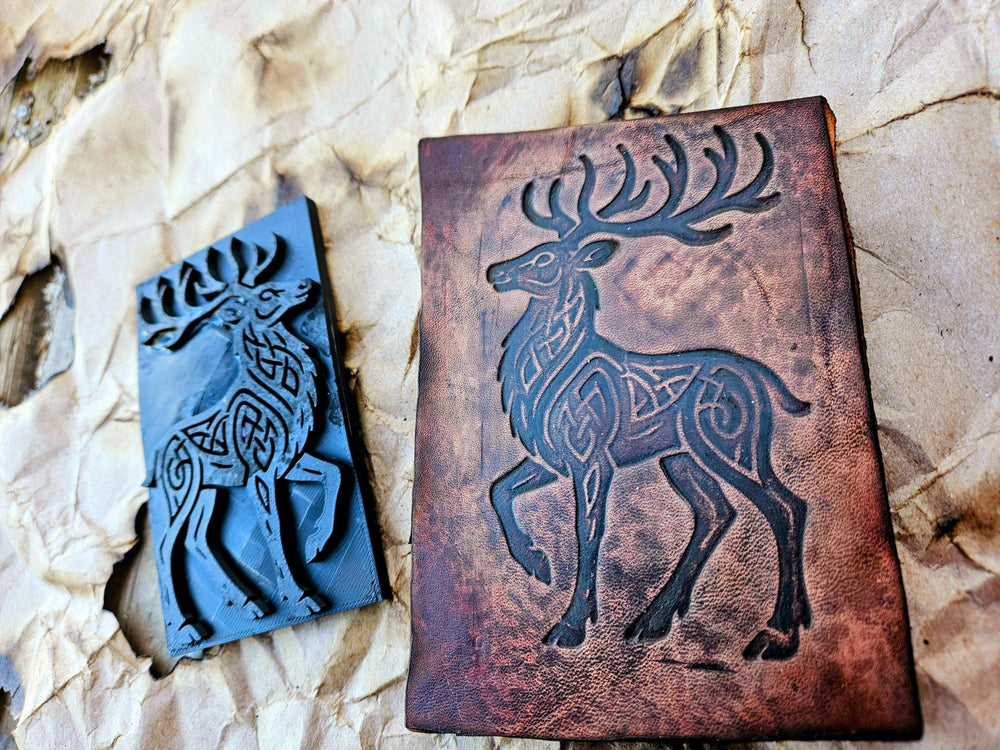 Celtic Stag Leather Stamp - Viking Norse Knotwork Design
