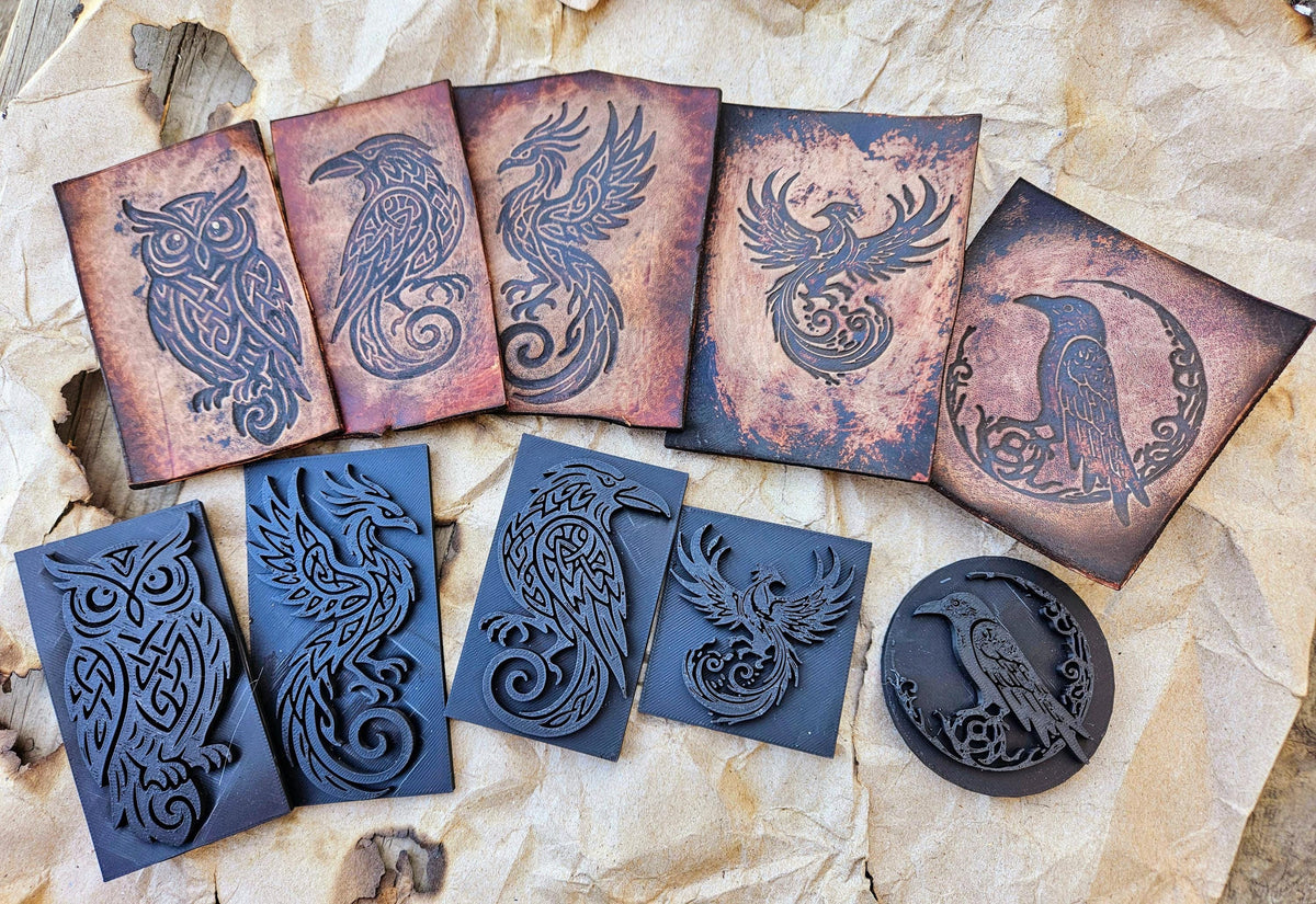 Celtic Bird Leather Stamp Set – Knotwork Embossing Tool (3 Sizes)