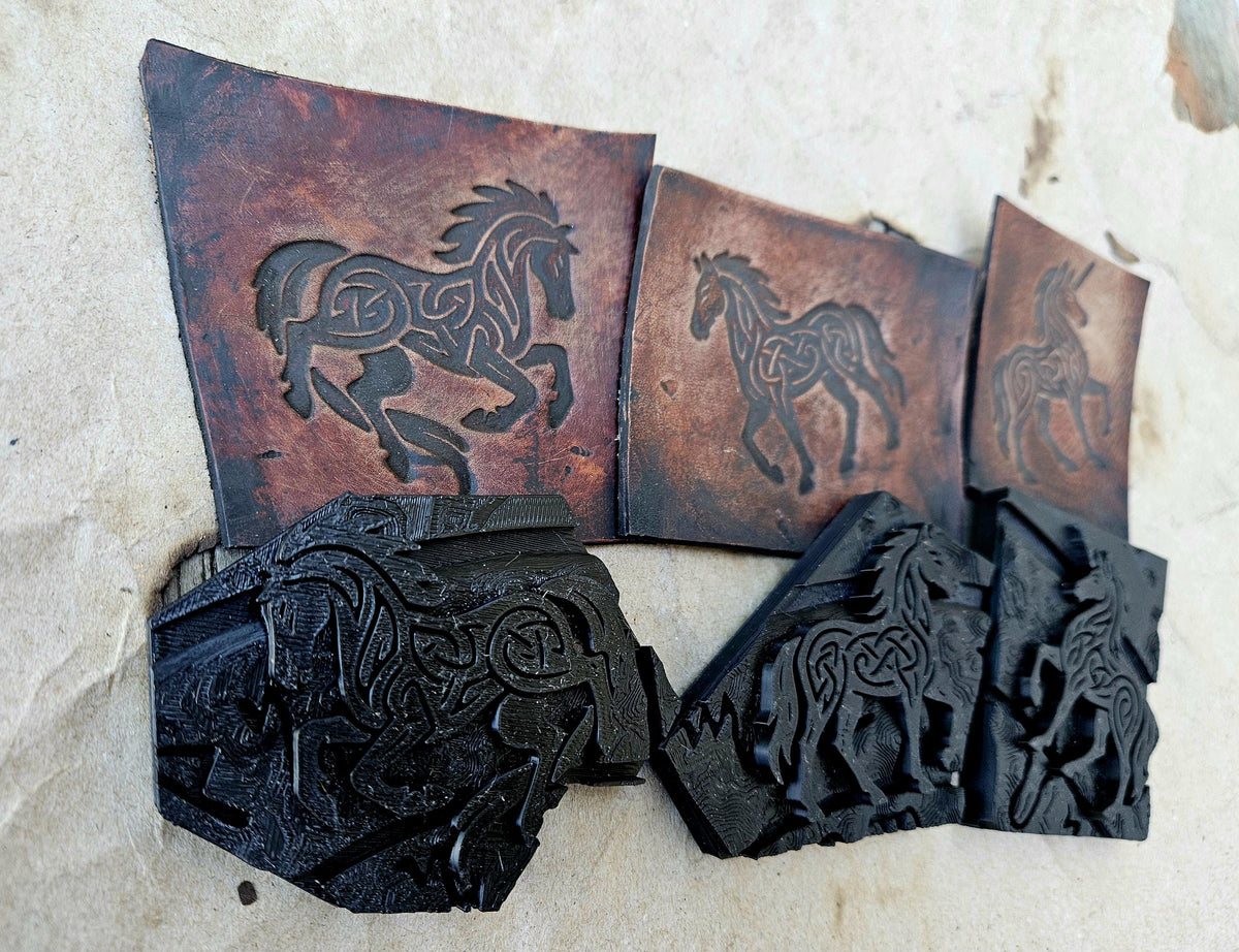 Celtic Horse + Unicorn Stamp Set | Leather Clay Press | Summoning Puzzle Collection