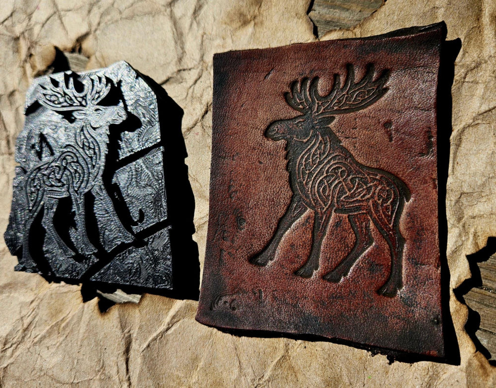 Celtic Moose Leather Stamp – Viking Knotwork for Leathercraft & Clay