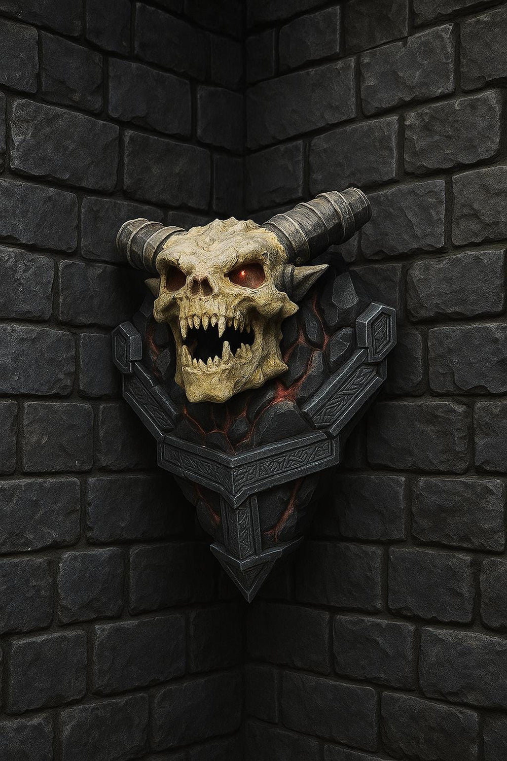 Titans Ascension Corner Wall Mount – Demon Dragon Head with Hidden Tube Puzzle & Secret Chamber