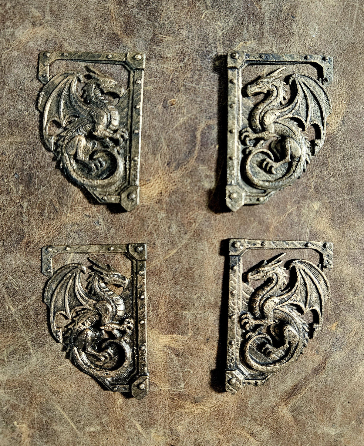 Dragon Sentinel Book Corners — Medieval Relic Set (4 Corners)