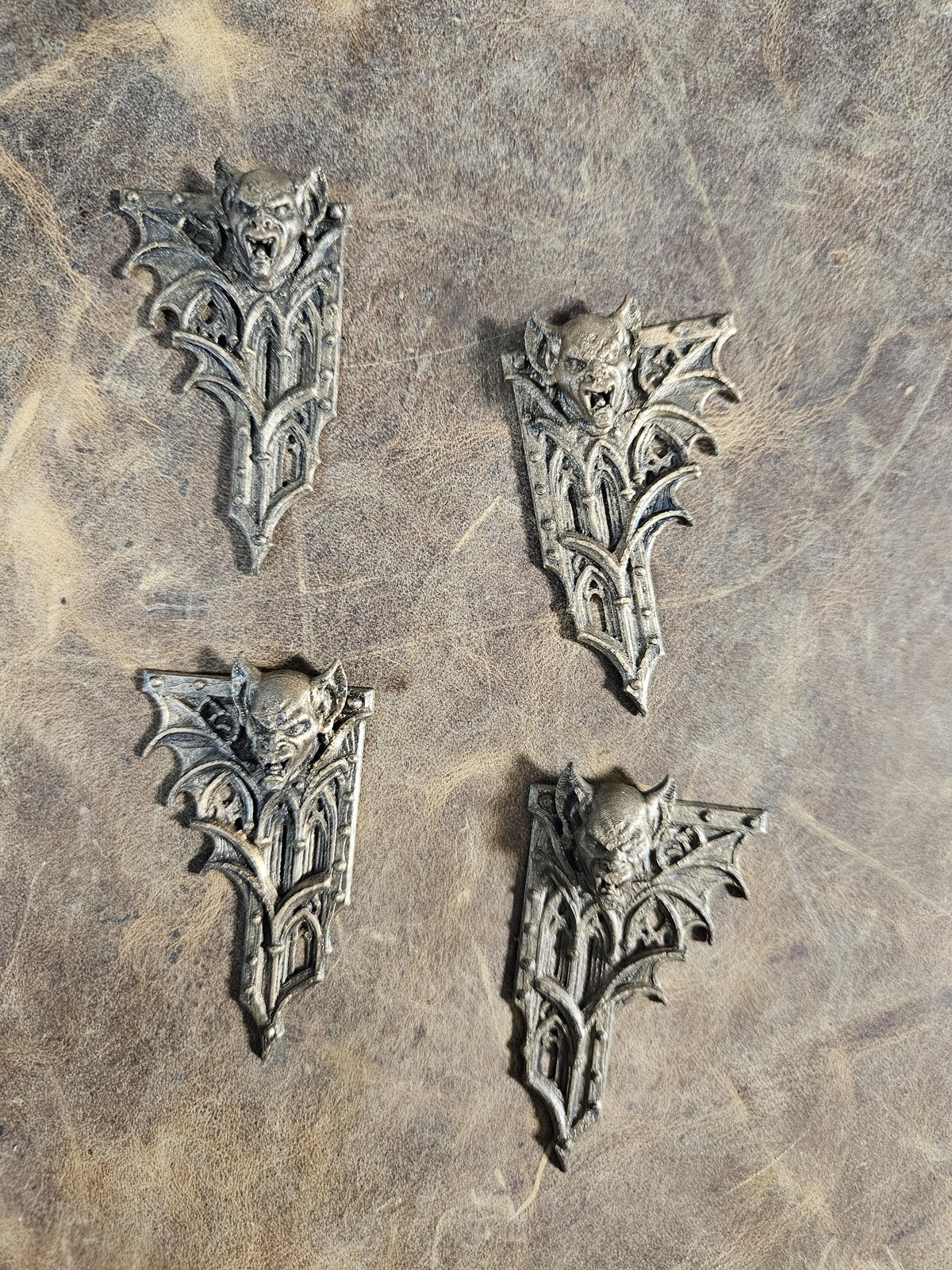 Gargoyal Gothic Book Corners — Antique Riveted Relic Set (4 Corners)