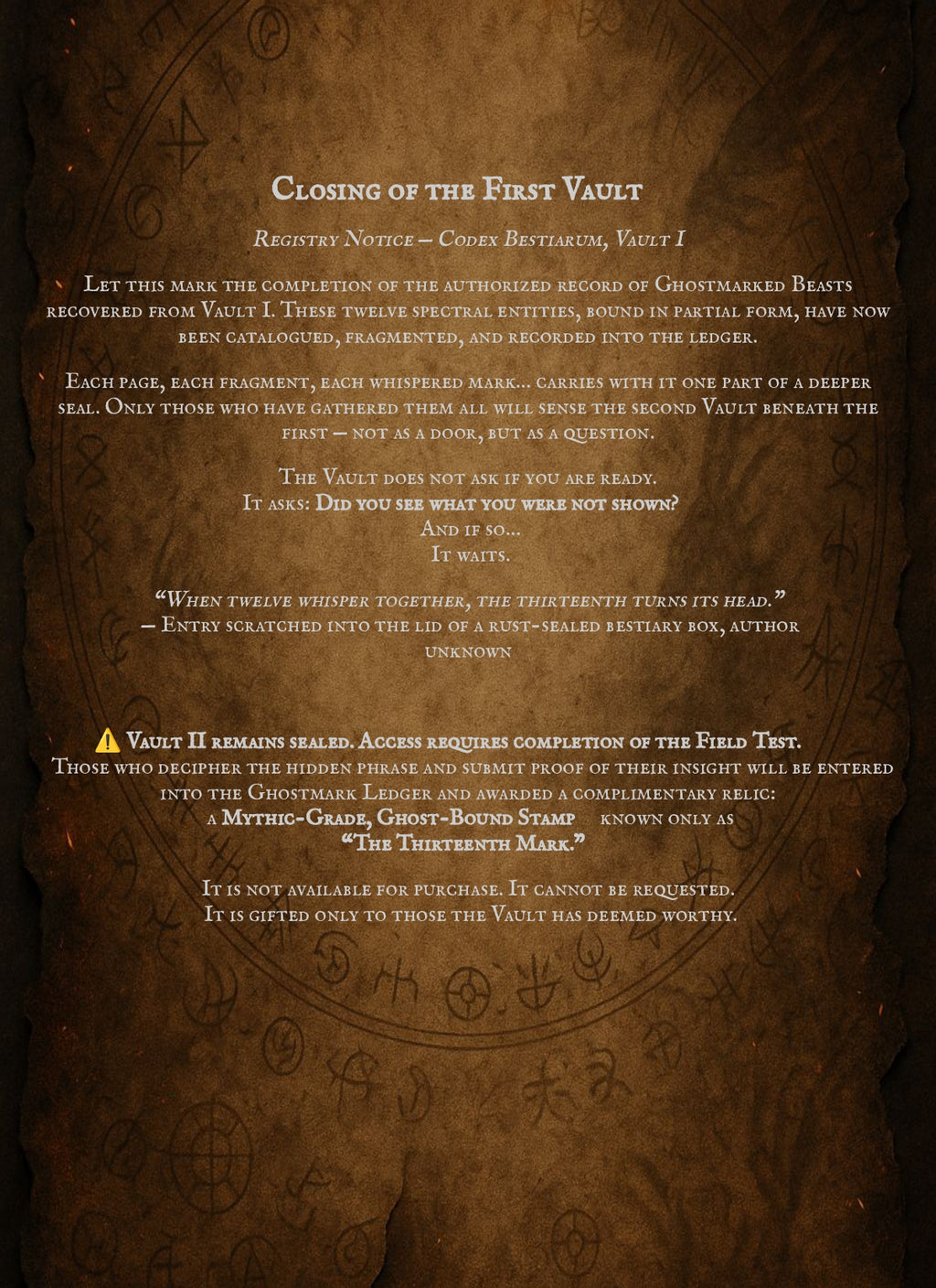 Codex Bestiarum: Vault I – Phantoms of the Seal