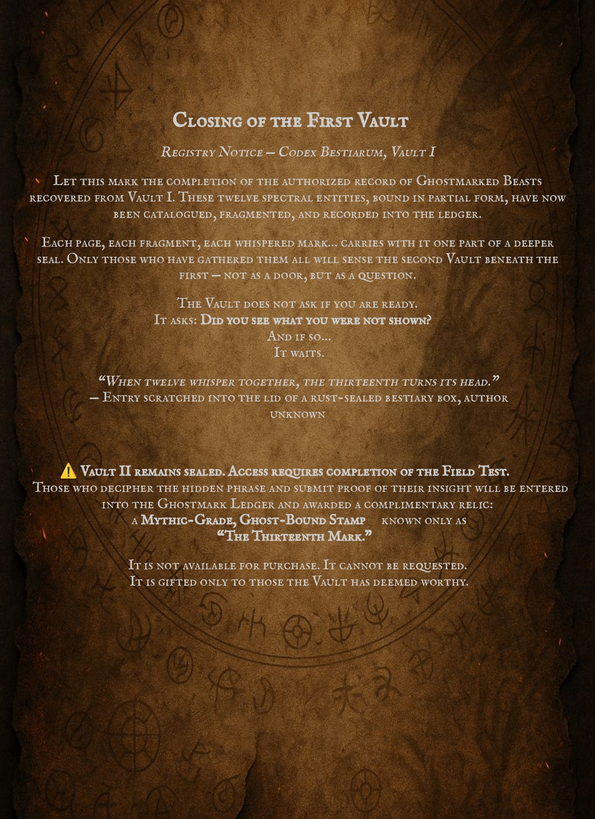 Codex Bestiarum: Vault I – Phantoms of the Seal