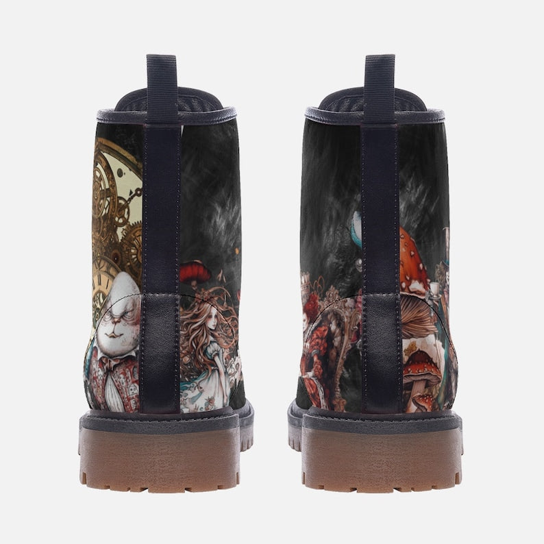 Alice in Wonderland Steampunk Combat Boots – Women’s Vintage Festival Footwear
