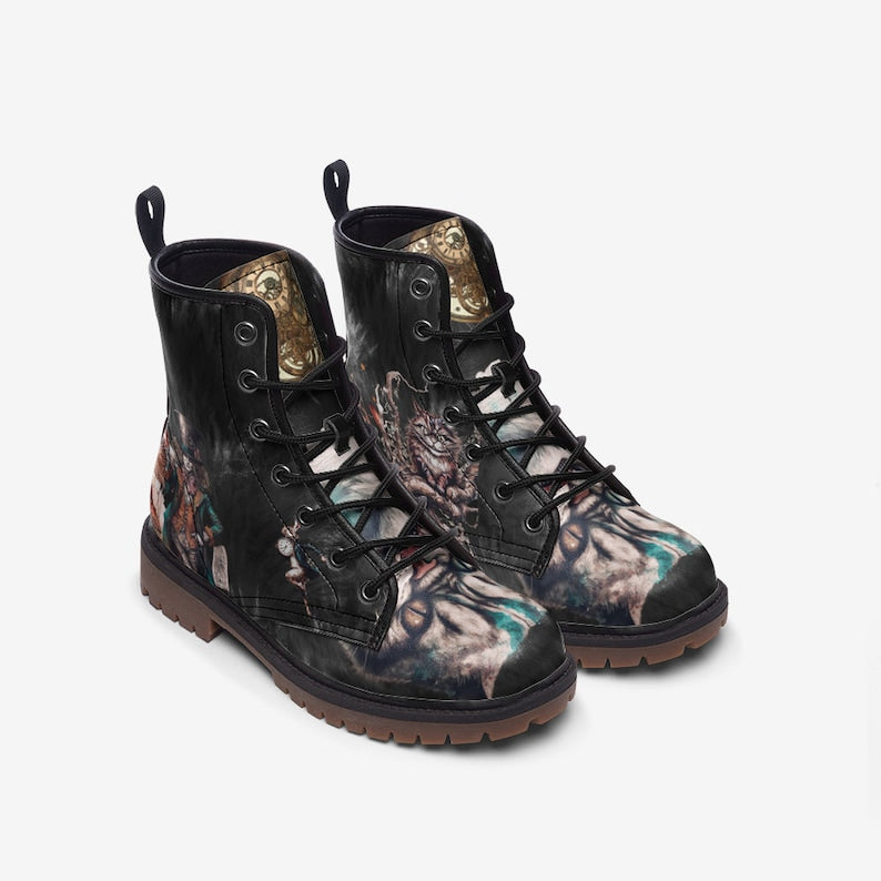 Alice in Wonderland Steampunk Combat Boots – Women’s Vintage Festival Footwear