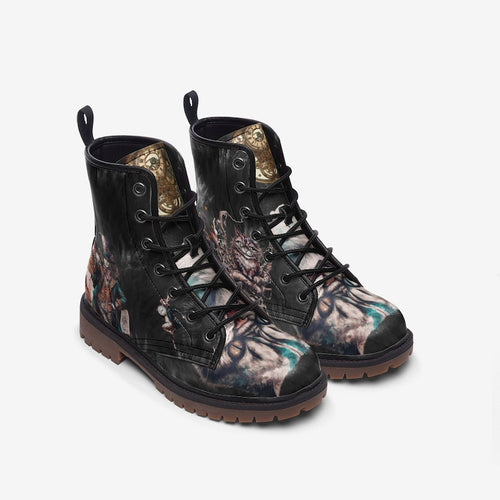 Alice in Wonderland Steampunk Combat Boots – Women’s Vintage Festival Footwear