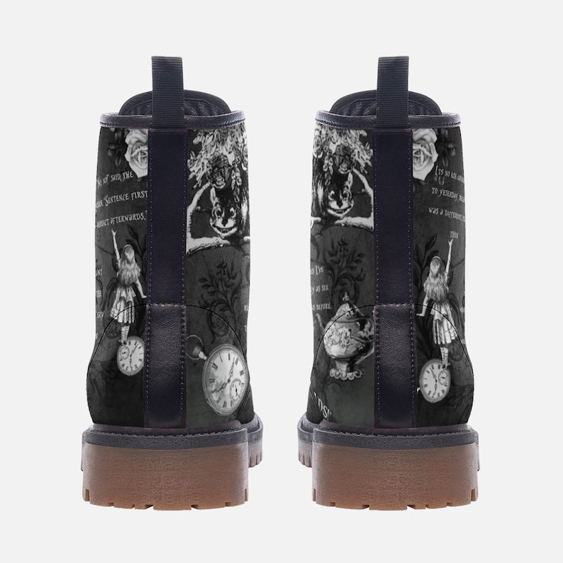Alice in Wonderland Boots, Mad Hatter Theme, Vegan Leather