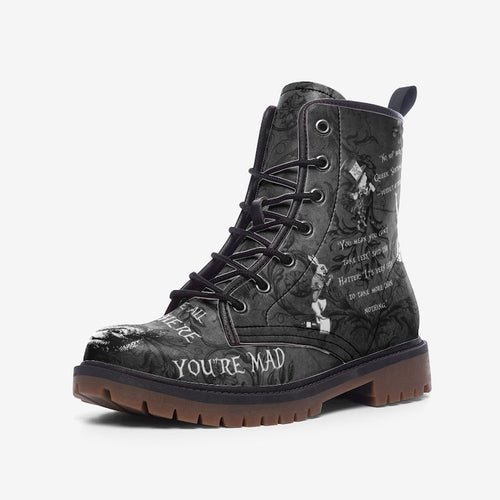 Alice in Wonderland Boots, Mad Hatter Theme, Vegan Leather