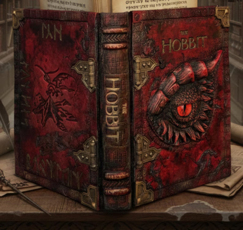 The Hobbit Leatherbound Book | Custom Deluxe Collector's Edition | Smaug Vault Relic - 3rd Anniversary Leather Gift