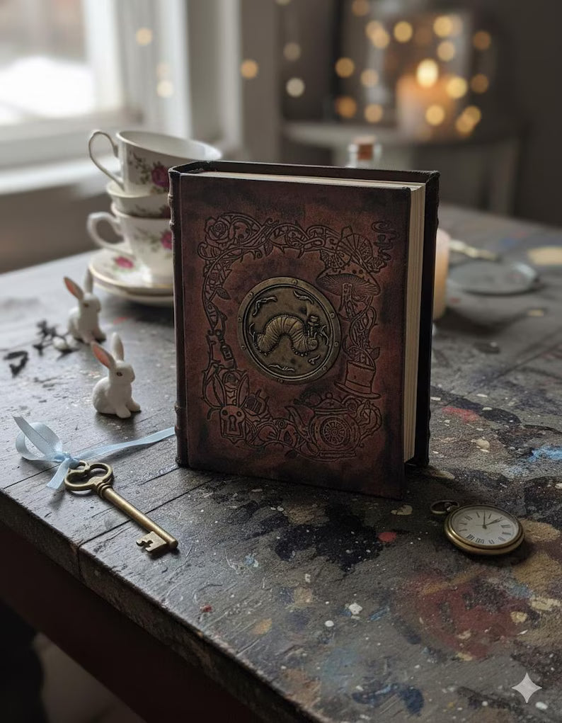 Alice in Wonderland – Rebound Heirloom Edition – Custom Embossed Leather Book – Victorian Wonderland Gift – Luxury Bibliophile Edition