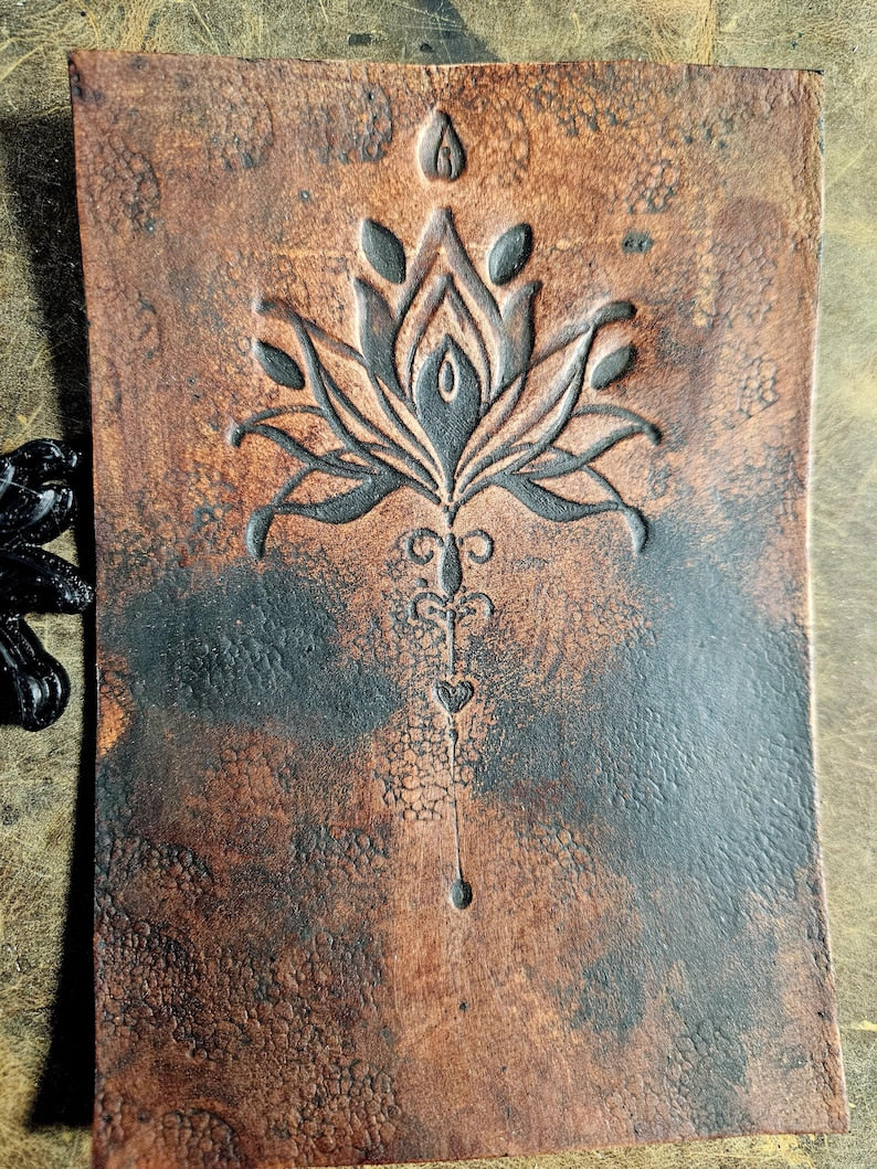 Ornamental Lotus & Sacred Sigil – Alchemical Leather Stamp – Heavy Duty Maker Tool