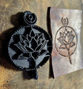 Triple Goddess Moon & Lotus Leather Stamp – Mystical Alchemy Celestial Embosser – Sacred Geometry Hecate Knot Punch – Professional Tool