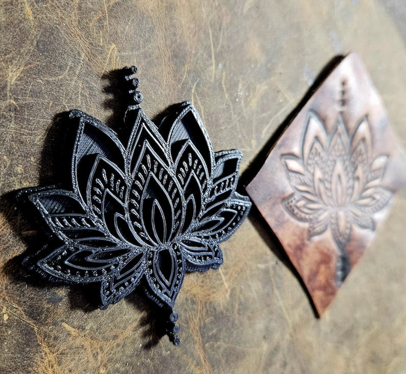 Ornamental Grand Lotus Leather Stamp – Mystical Alchemy Sacred Mandala Tool – Heavy Duty Embossing Punch