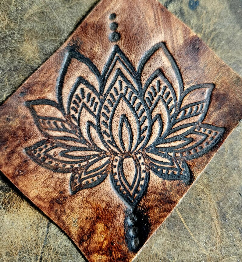Ornamental Grand Lotus Leather Stamp – Mystical Alchemy Sacred Mandala Tool – Heavy Duty Embossing Punch