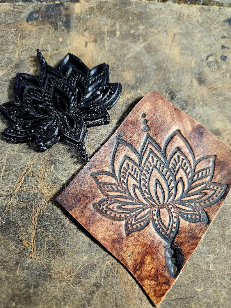 Ornamental Grand Lotus Leather Stamp – Mystical Alchemy Sacred Mandala Tool – Heavy Duty Embossing Punch