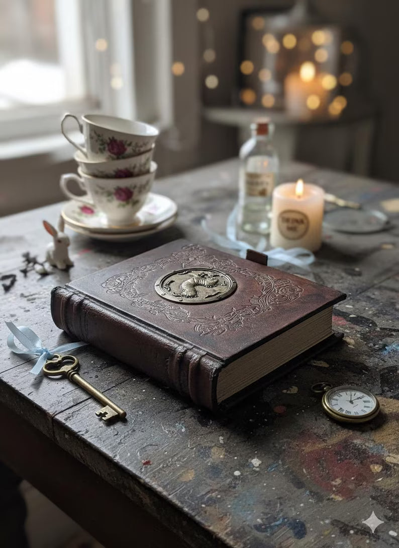 Alice in Wonderland – Rebound Heirloom Edition – Custom Embossed Leather Book – Victorian Wonderland Gift – Luxury Bibliophile Edition