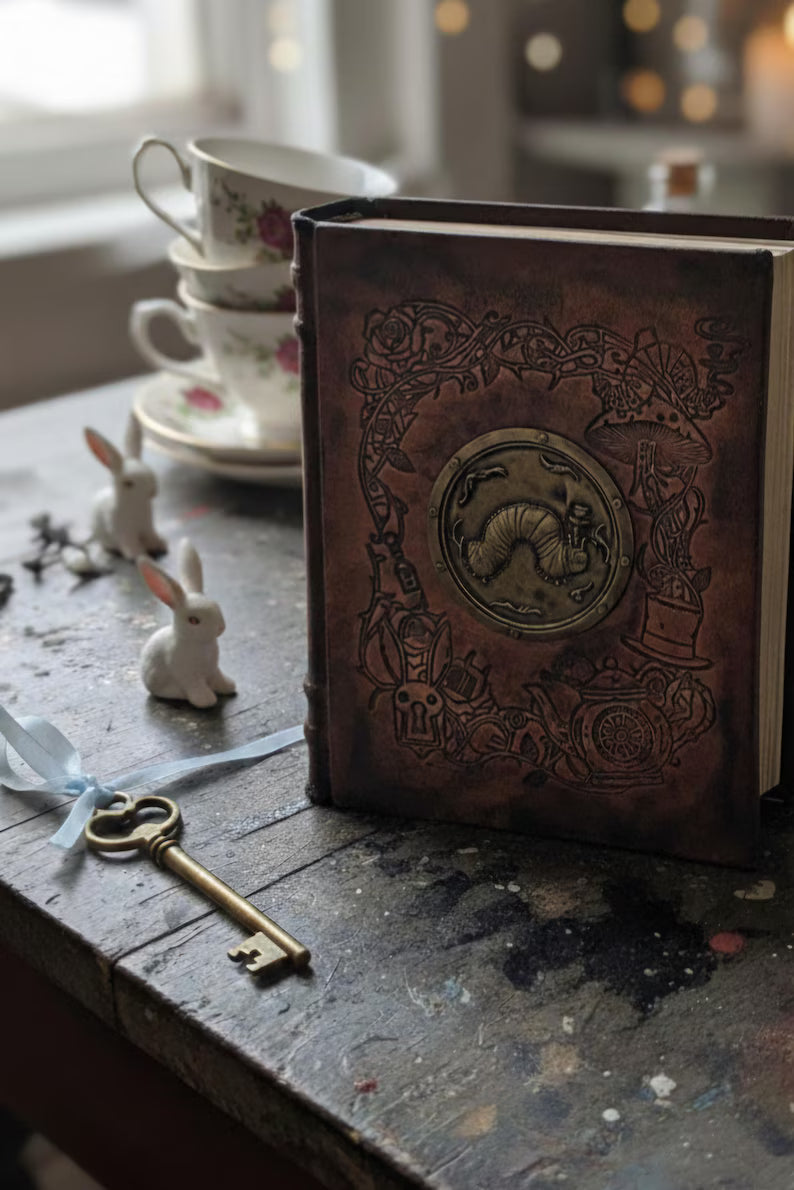 Alice in Wonderland – Rebound Heirloom Edition – Custom Embossed Leather Book – Victorian Wonderland Gift – Luxury Bibliophile Edition