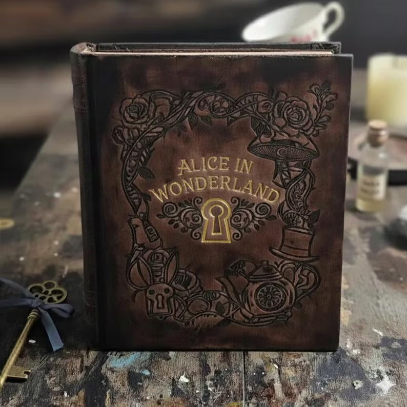 Alice in Wonderland – Rebound Heirloom Edition – Custom Embossed Leather Book – Victorian Wonderland Gift – Luxury Bibliophile Edition