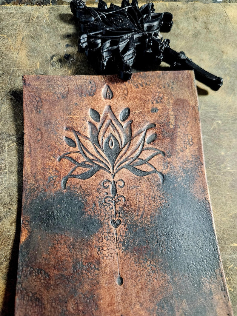 Ornamental Lotus & Sacred Sigil – Alchemical Leather Stamp – Heavy Duty Maker Tool