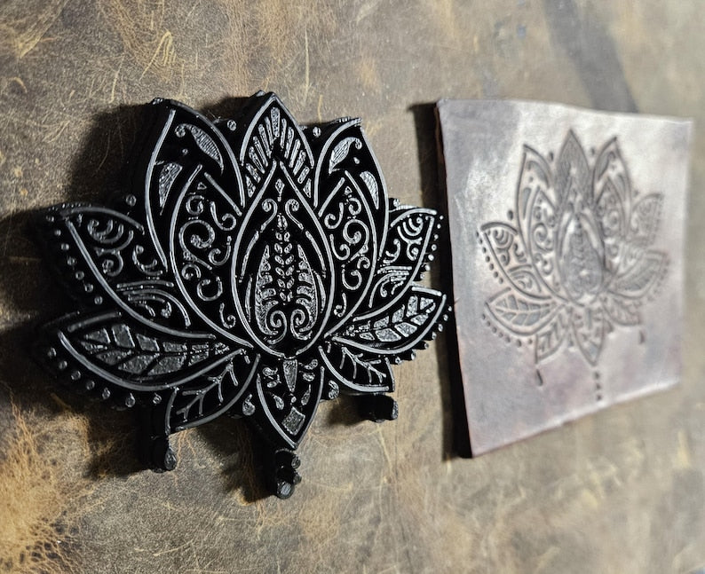 Ornamental Lotus Mandala – Alchemical Artificer Leather Stamp – Sacred Geometry Maker Tool