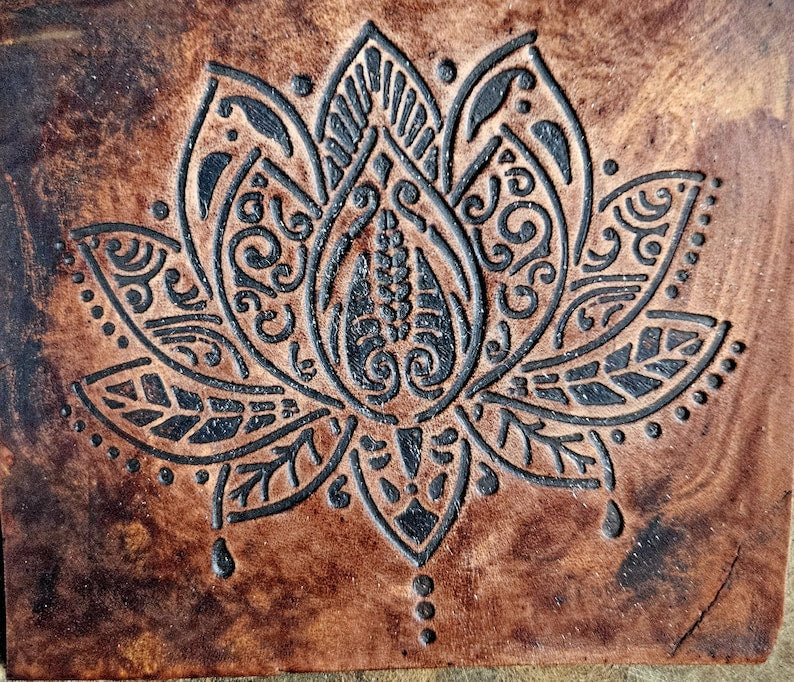 Ornamental Lotus Mandala – Alchemical Artificer Leather Stamp – Sacred Geometry Maker Tool