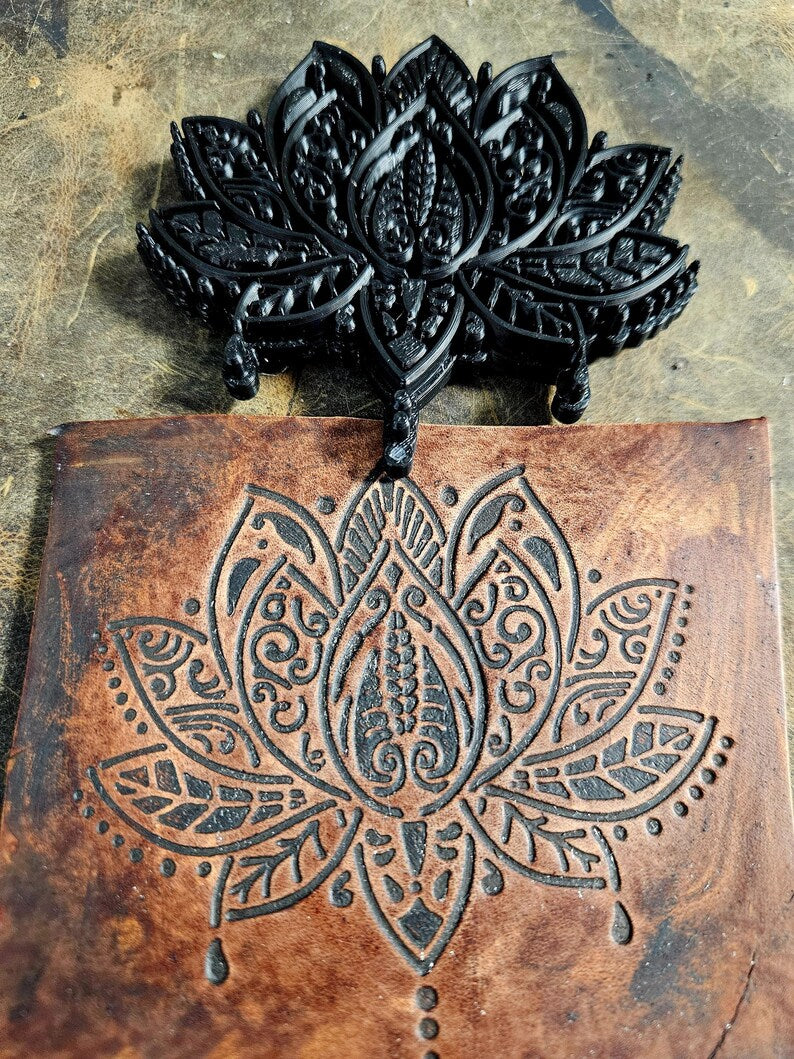 Ornamental Lotus Mandala – Alchemical Artificer Leather Stamp – Sacred Geometry Maker Tool
