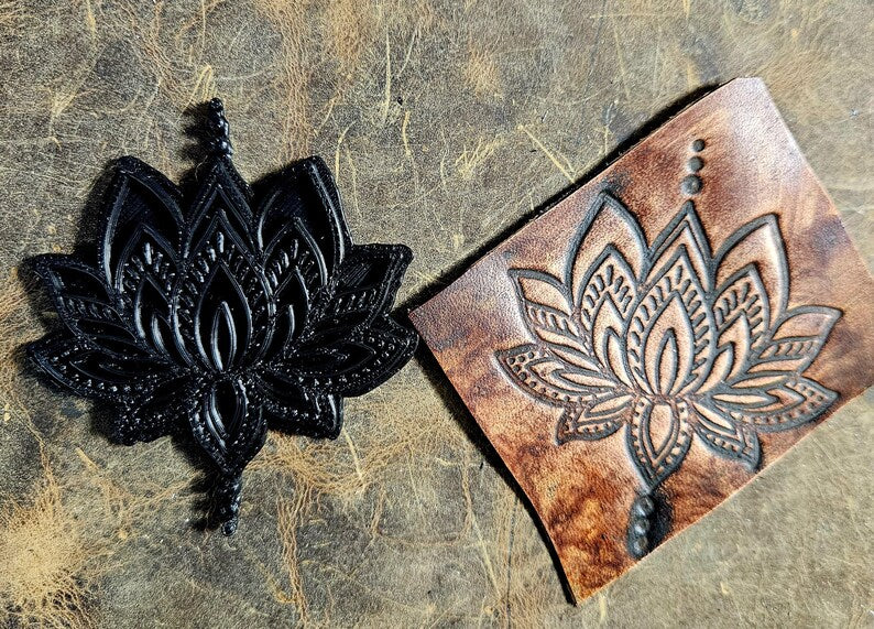 Ornamental Grand Lotus Leather Stamp – Mystical Alchemy Sacred Mandala Tool – Heavy Duty Embossing Punch