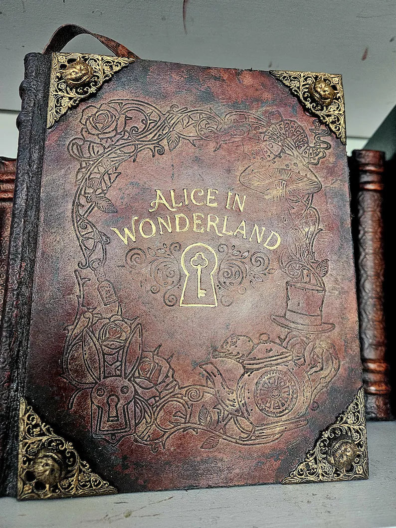 Alice in Wonderland – Rebound Heirloom Edition – Custom Embossed Leather Book – Victorian Wonderland Gift – Luxury Bibliophile Edition