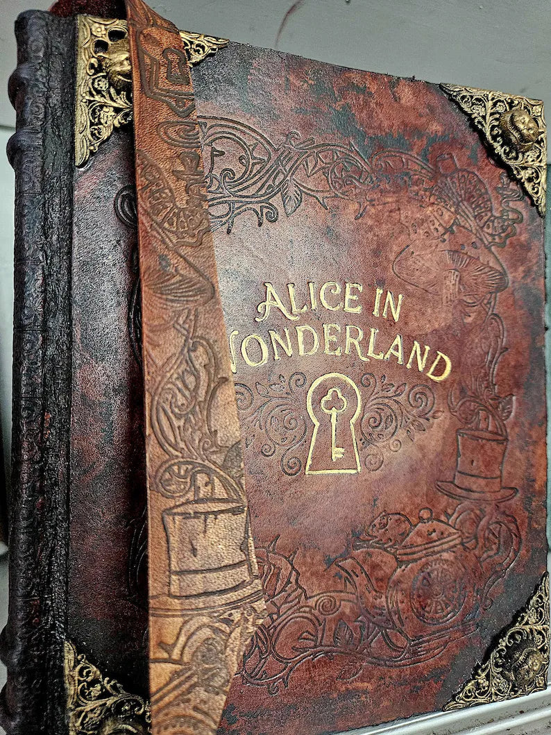 Alice in Wonderland – Rebound Heirloom Edition – Custom Embossed Leather Book – Victorian Wonderland Gift – Luxury Bibliophile Edition