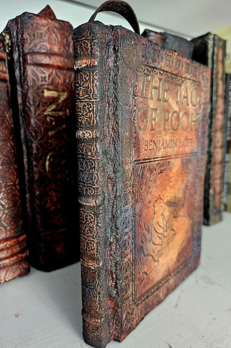 The Tao of Pooh Leather Bound Book - Hand Tooled Heirloom - Custom Handcrafted Philosophy Gift - The Way of Pooh Artisan Edition
