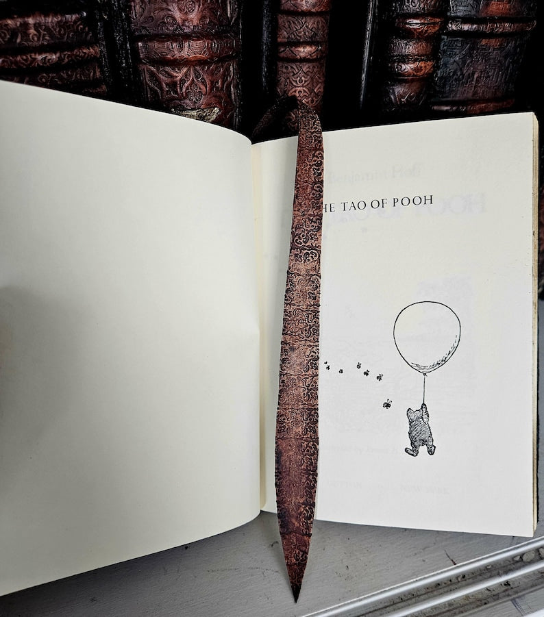 The Tao of Pooh Leather Bound Book - Hand Tooled Heirloom - Custom Handcrafted Philosophy Gift - The Way of Pooh Artisan Edition