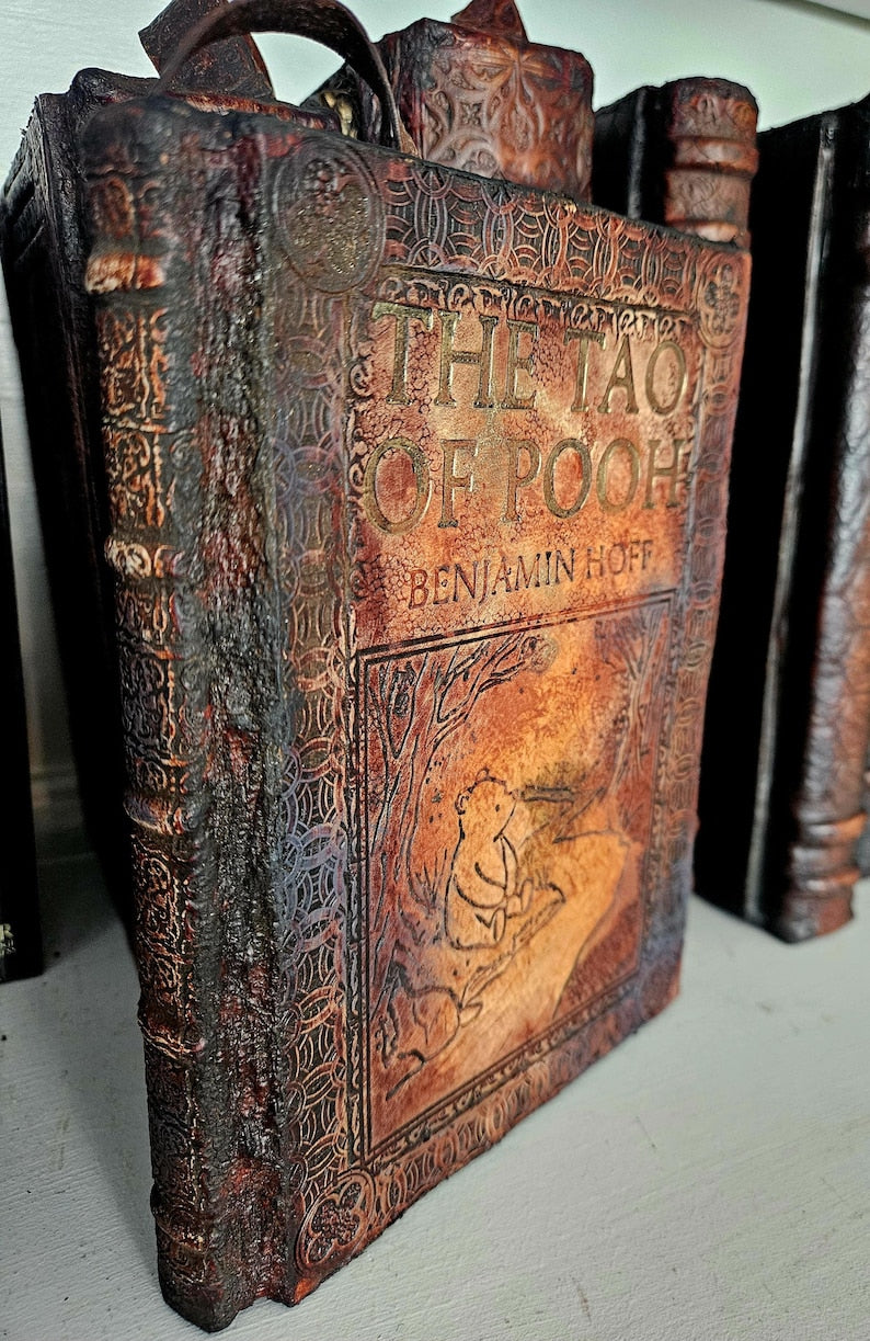 The Tao of Pooh Leather Bound Book - Hand Tooled Heirloom - Custom Handcrafted Philosophy Gift - The Way of Pooh Artisan Edition