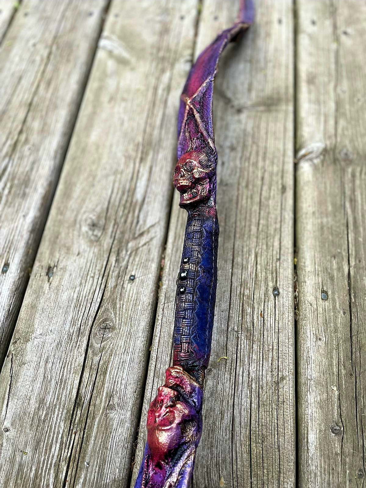 Death’s Sigh – Fiberglass Recurve Bow | Handcrafted Fantasy Bow with Leather Wrapping | Custom Colors