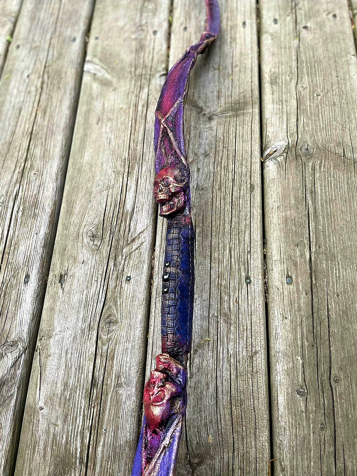 Death’s Sigh – Fiberglass Recurve Bow | Handcrafted Fantasy Bow with Leather Wrapping | Custom Colors