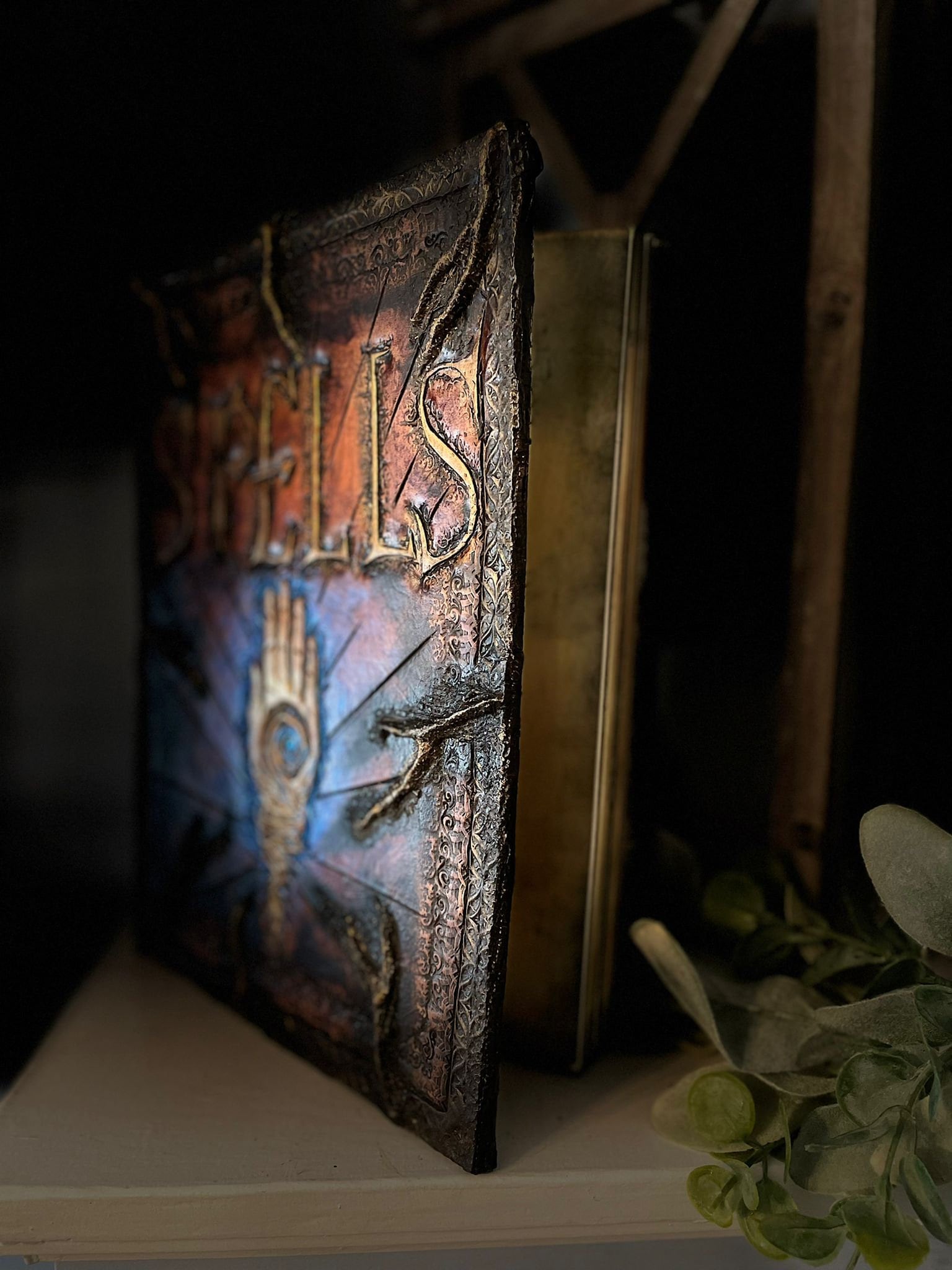 Hand Tooled Leather Spell Book with Glow Finish