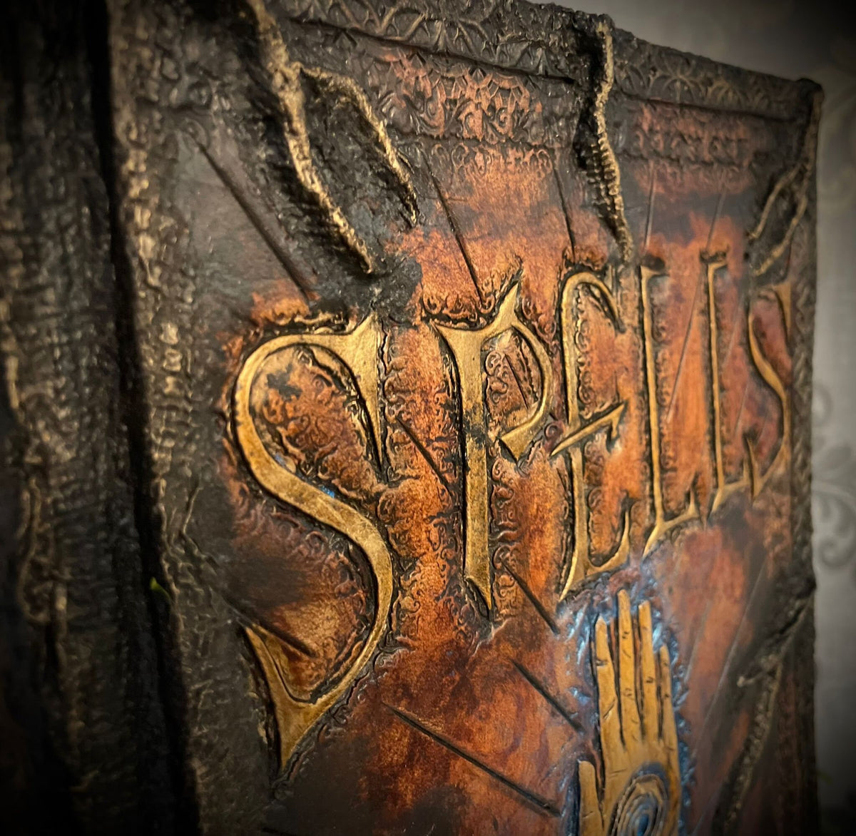 Hand Tooled Leather Spell Book with Glow Finish