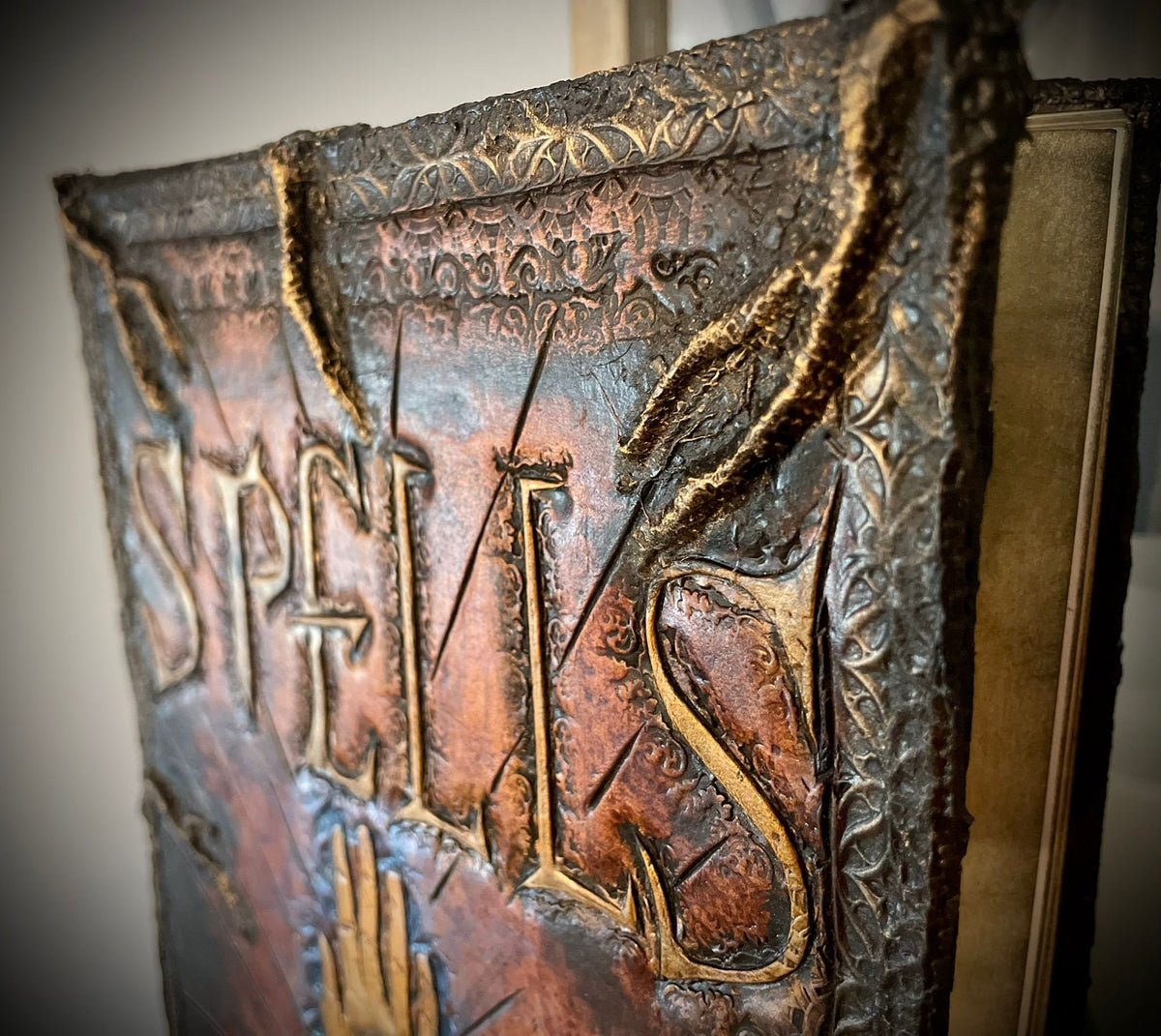 Hand Tooled Leather Spell Book with Glow Finish