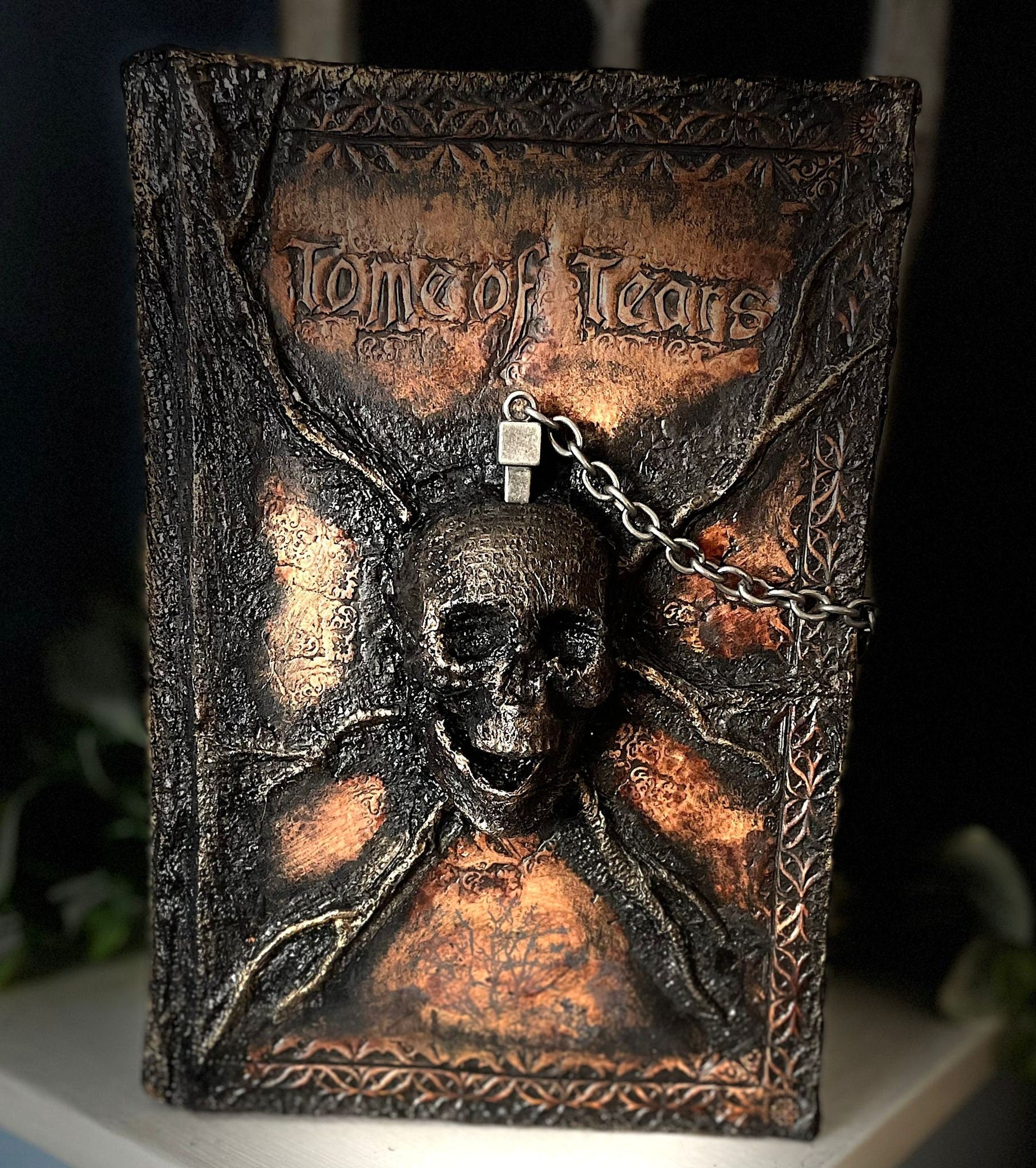 Custom Leather Book Cover – Hand-Tooled Gothic Tome or Grimoire