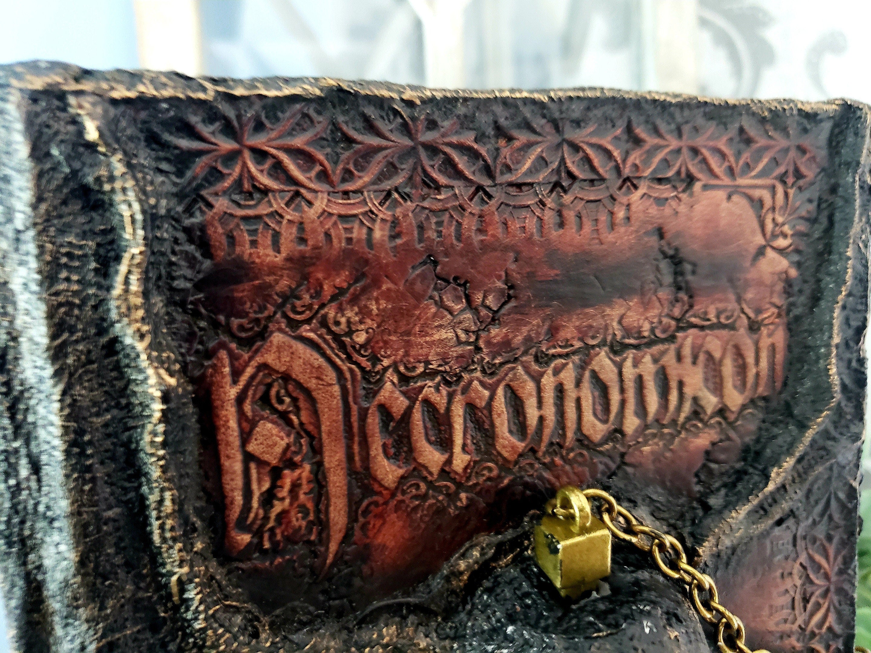 Necronomicon – Leather Collector’s Edition | Hand Tooled Lovecraft Book | Skull Emboss | Arcane Horror Tome