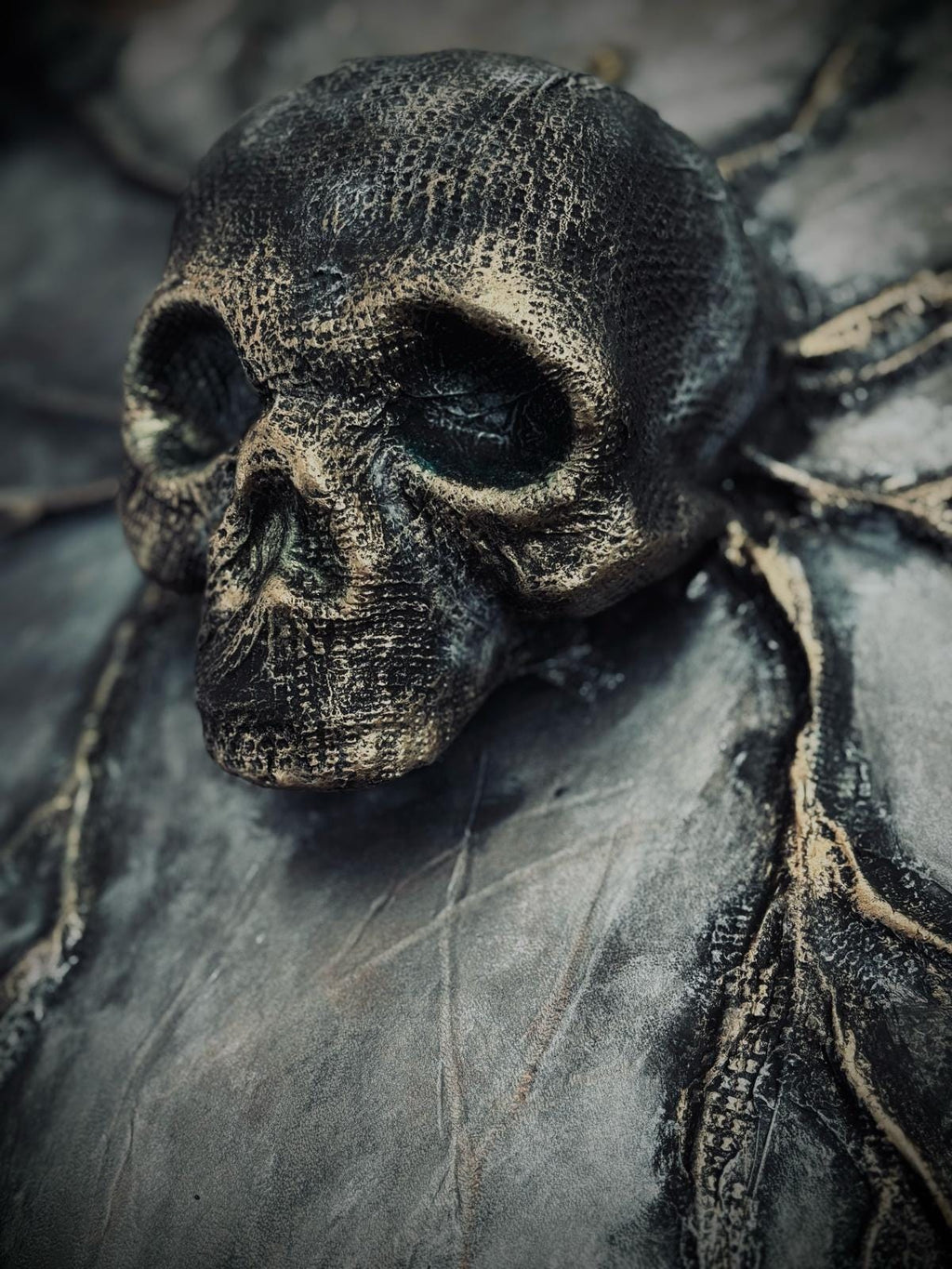 Hand-Tooled Leather Shield | Dark Fantasy Skull Decor