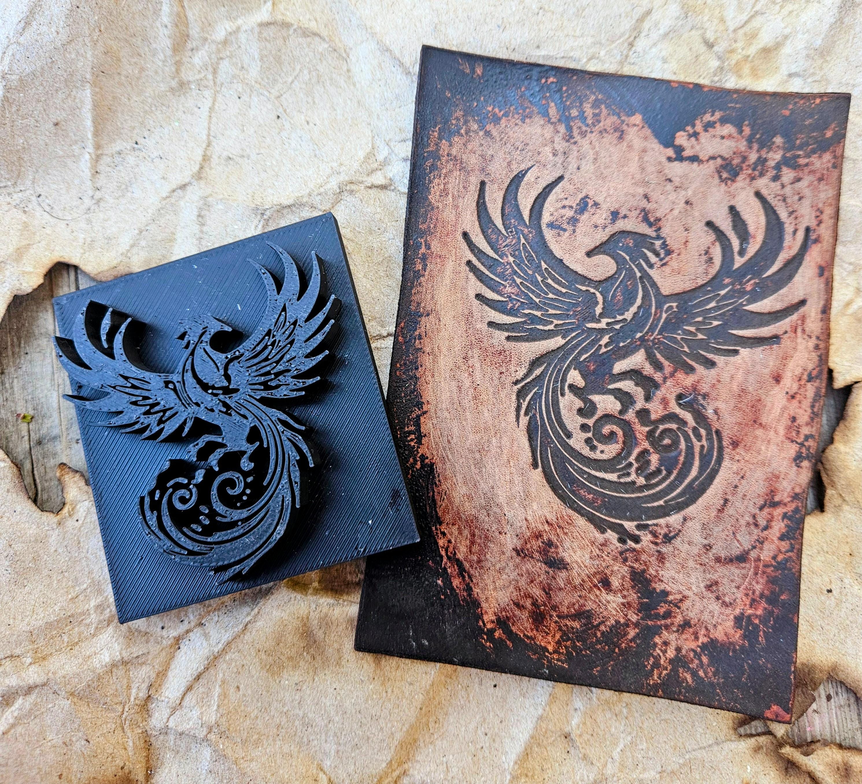 Phoenix Crest Leather Stamp – Rebirth Emblem for Leather, Clay & Soap Work