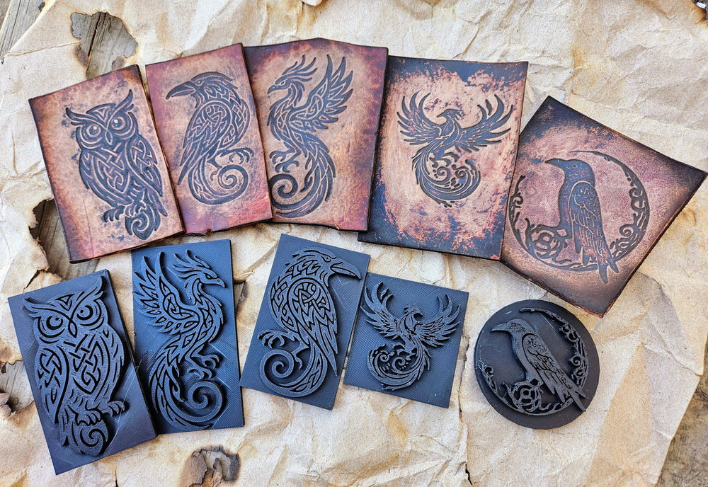Celtic Mythic Bird Leather Stamp Set – Knotwork Tooling for Leathercraft