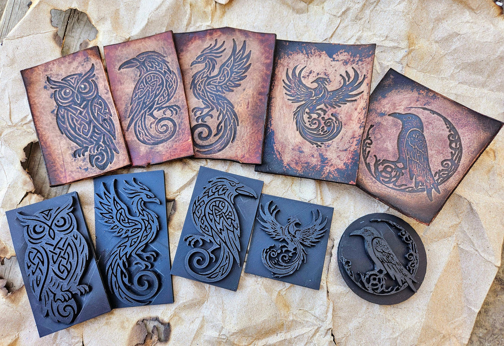 Celtic Mythic Bird Leather Stamp Set – Knotwork Tooling for Leathercraft