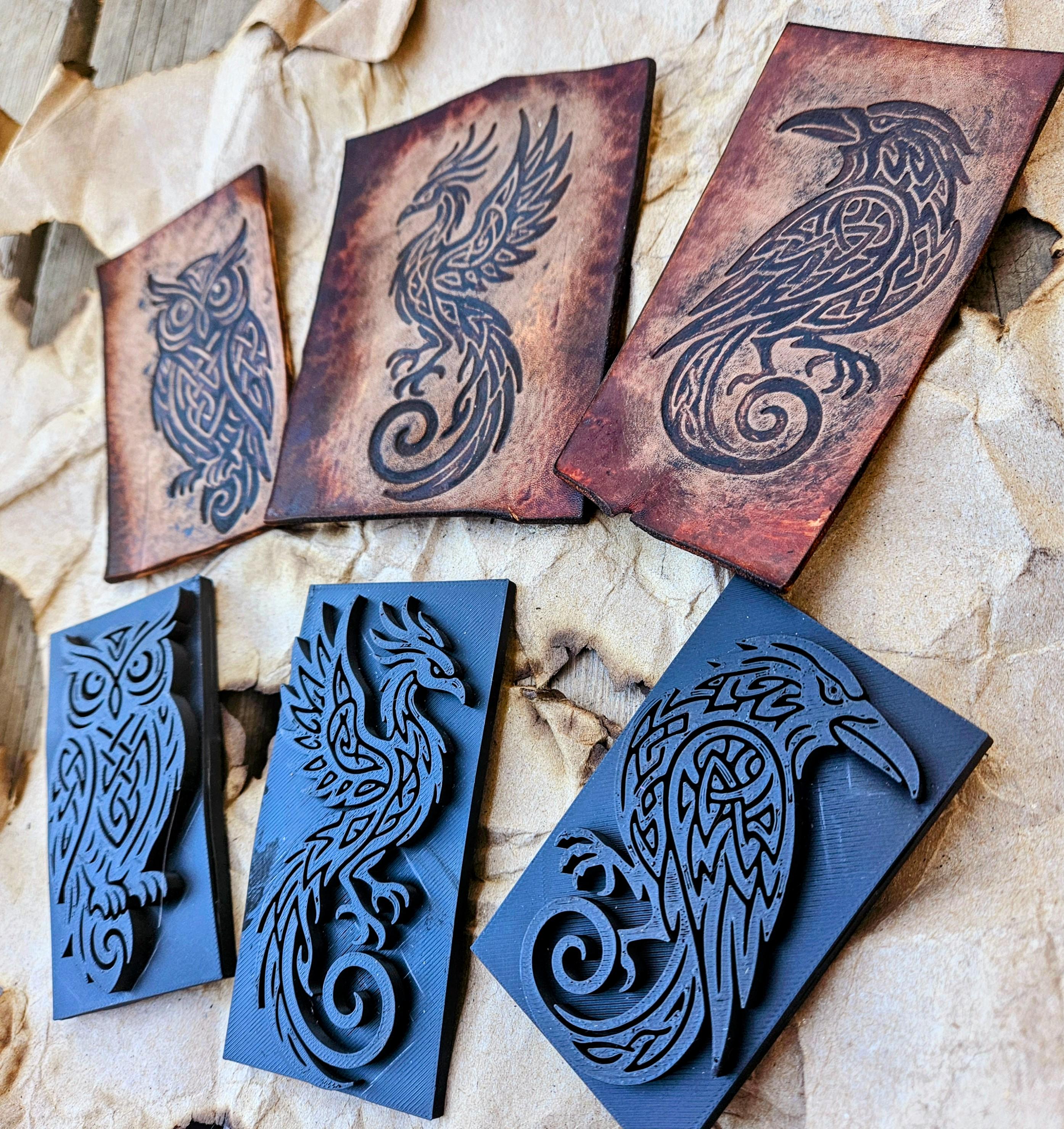 Celtic Bird Leather Stamp Set – Knotwork Embossing Tool (3 Sizes)